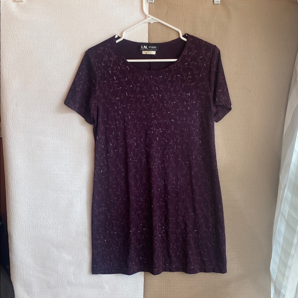 I.N. Studio Purple Leaf Print dress